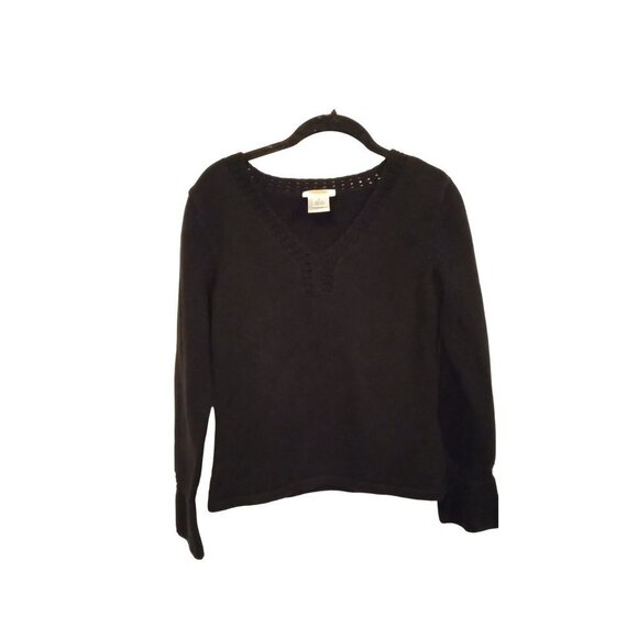 Talbots Black knit mini bell wrist sleeve sweater - Picture 1 of 6
